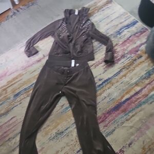 VENUS Brown Women's rhinestone Jumpsuit